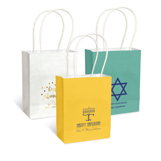 Personalized Mini Twisted Handled Bags for Hanukkah
